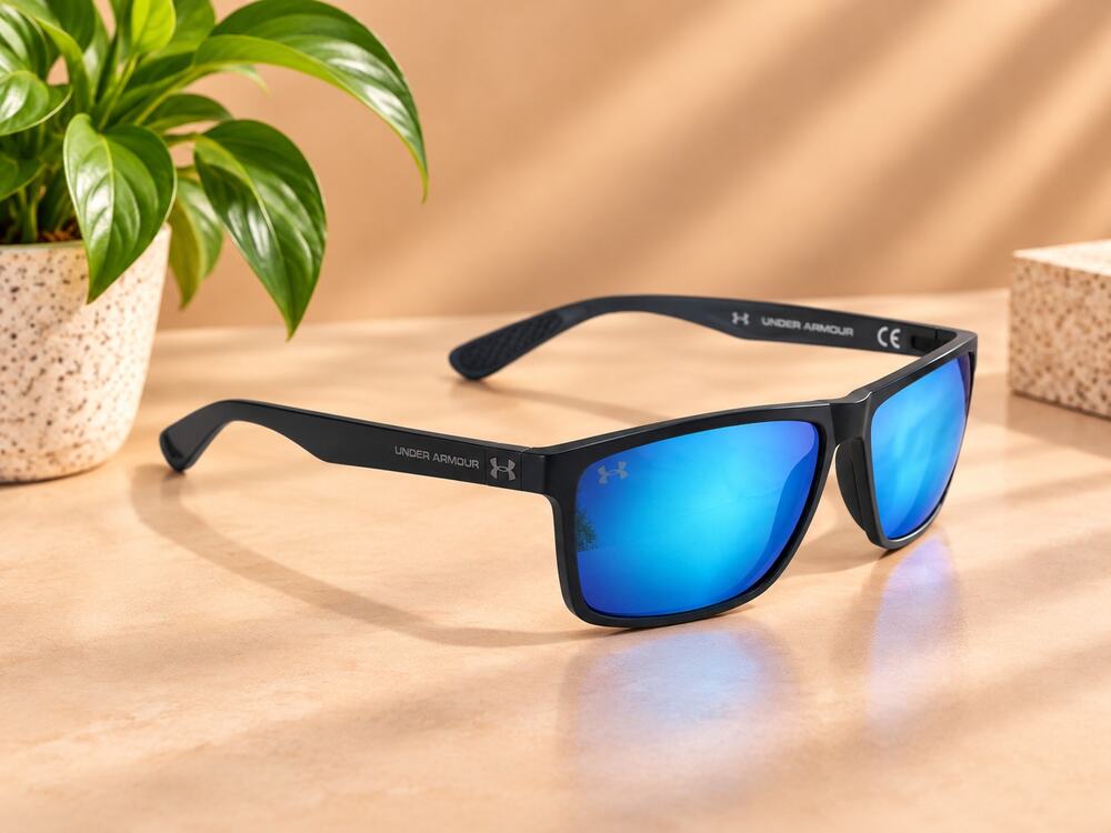NWT Maui Jim Men's Onshore Polarized Rectangular Sunglasses, Blue Black Large